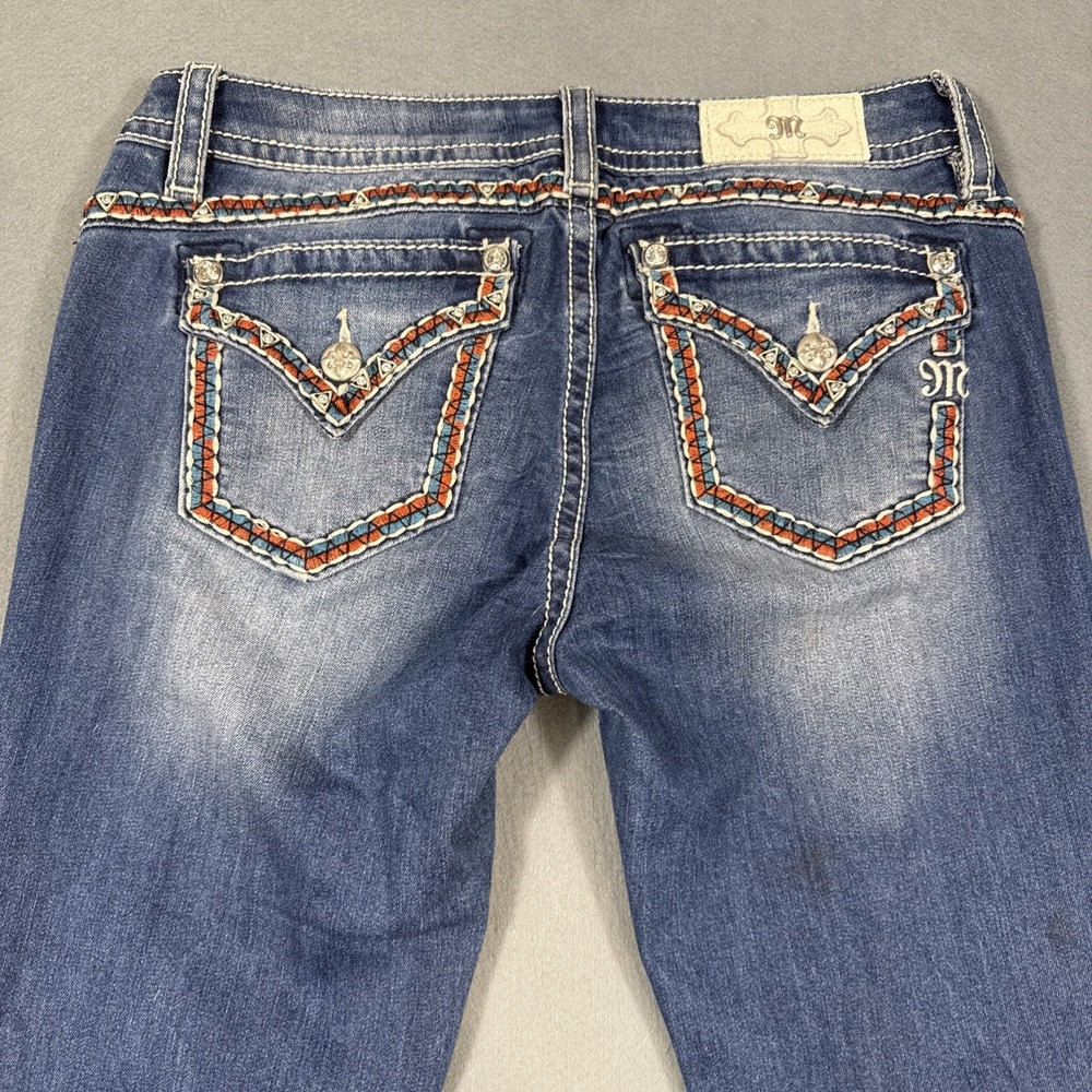 Miss Me Jeans Women  29 Slim Boot  Aztec  THICK STITCH COWGIRL WHISKERING